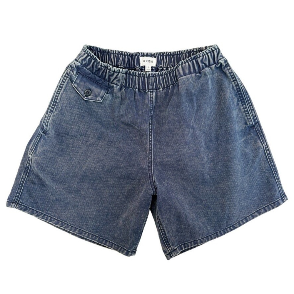 VTG Re/Done Reconstructed Denim Shorts Elastic 90s Cargo high waist baggy Small